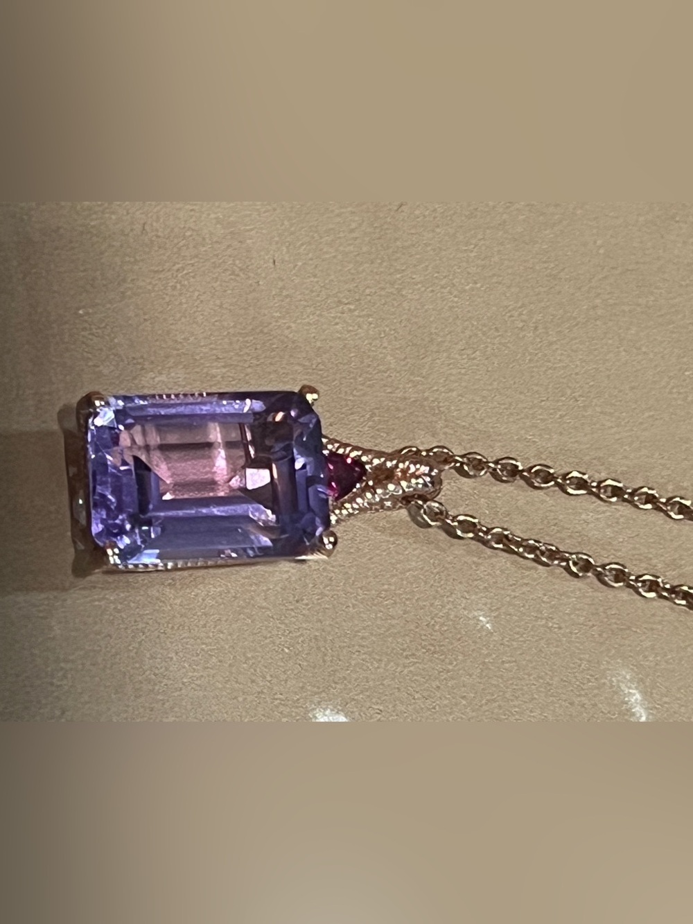 9.25 ct Amethyst and Garnet Necklace on 316SS Rose Gold